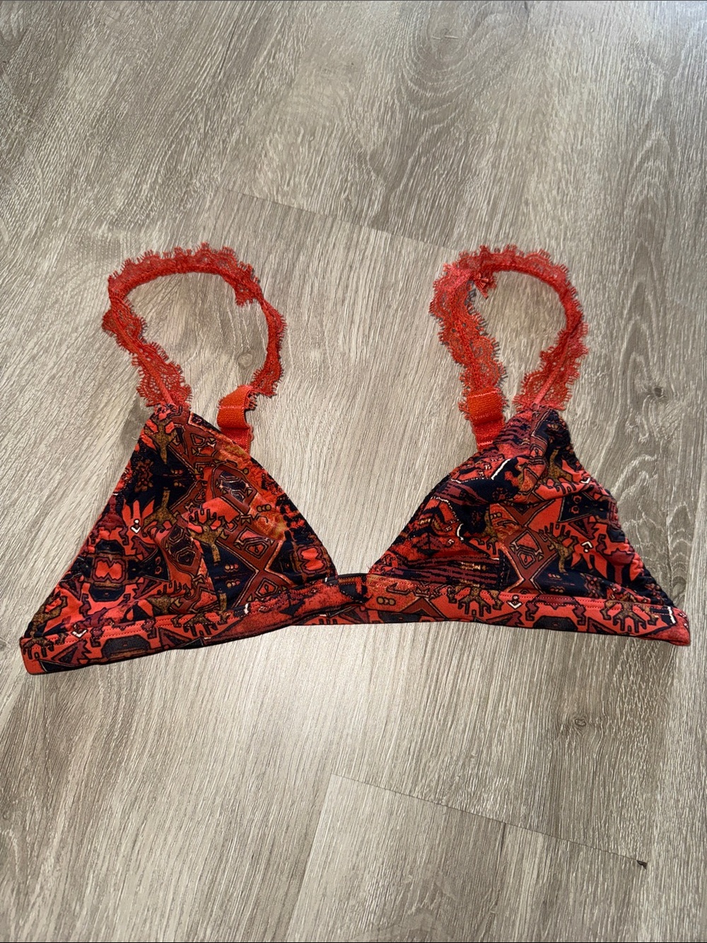 Free People Red Lace-Trim Triangle Bralette
